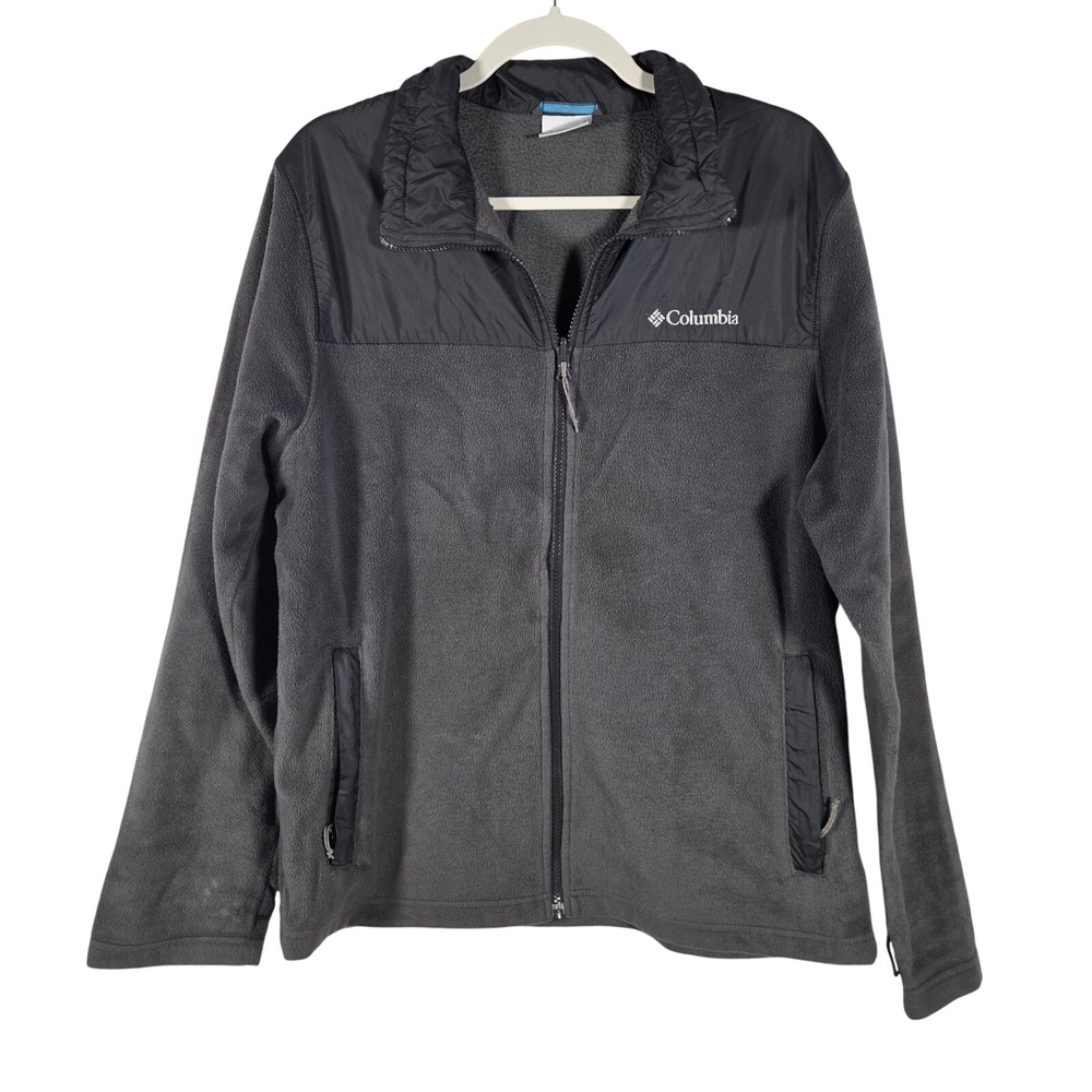 Columbia Fleece Full Zip Jacket Mens Size M Grey Black XM0474 Gorpcore Outdoor